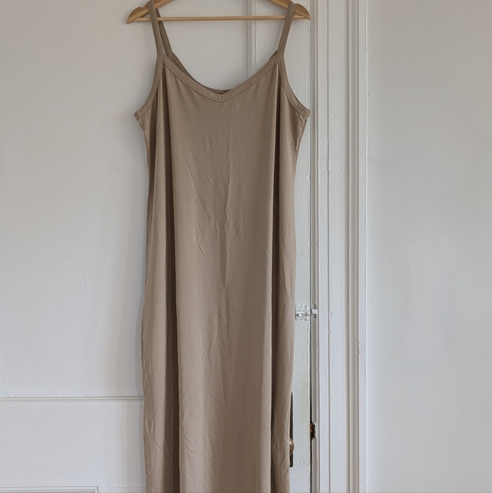 BOODY Tan Maxi Slip Dress Sleeveless Casual